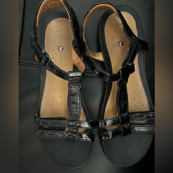 Clarks black patent leather sandals, UN VAZE BLACK PATENT, Size 9 M - Picture 5 of 10